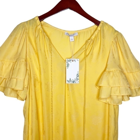 CHELSEA & VIOLET NWT Ruffle Sleeve Boho Peasant Dress Size Small in Maize Yellow - Picture 2 of 14